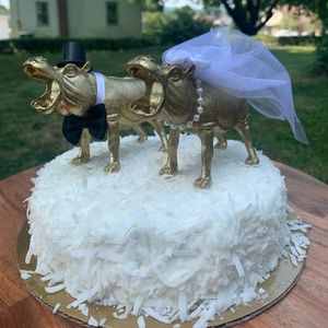 Handmade Hippo Wedding Cake Toppers